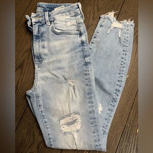H&M skinny high rise light jeans ripped like new size 27